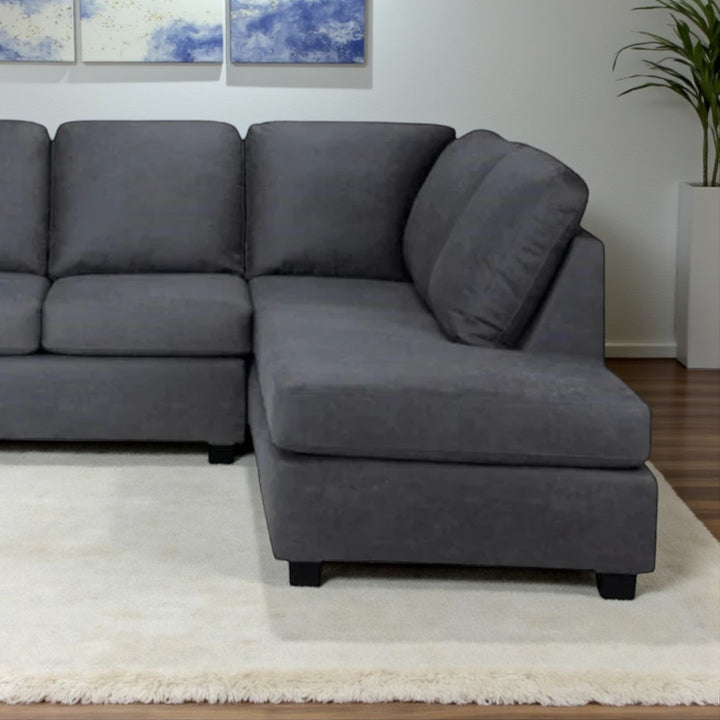 Linex 2-Piece Fabric Upholstered Sectional Sofa with Reversible Chaise - Grey | Available In LHF/ RHF Configuration