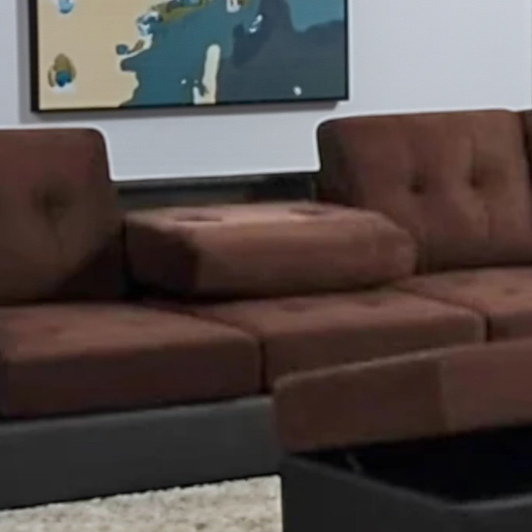 Moonwave Fabric/ Leather Upholstered Sectional Sofa With Reversible Chaise - Brown/ Black | Stylish, Affordable & Durable