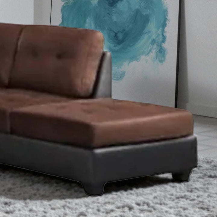 Moonwave Fabric/ Leather Upholstered Sectional Sofa With Reversible Chaise - Brown/ Black | Stylish, Affordable & Durable