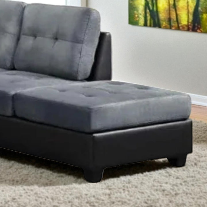 Moonwave Fabric/ Leather Upholstered Sectional Sofa With Reversible Chaise - Grey/ Black | Modern, Comfortable & Built to Last