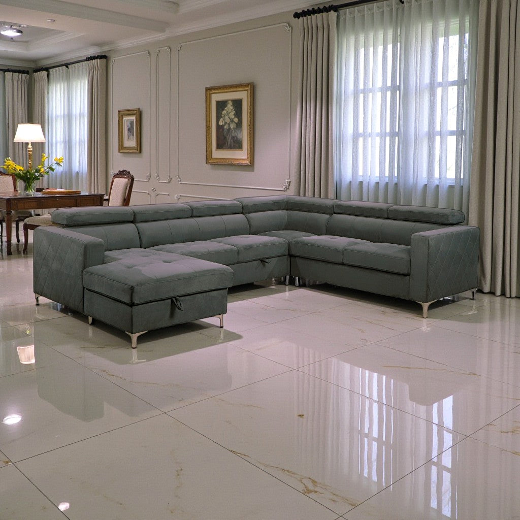 Stellar Fabric Upholstered LAF Sectional Sofa Bed - Grey | Timeless, Durable, Comfortable & Storage Solution