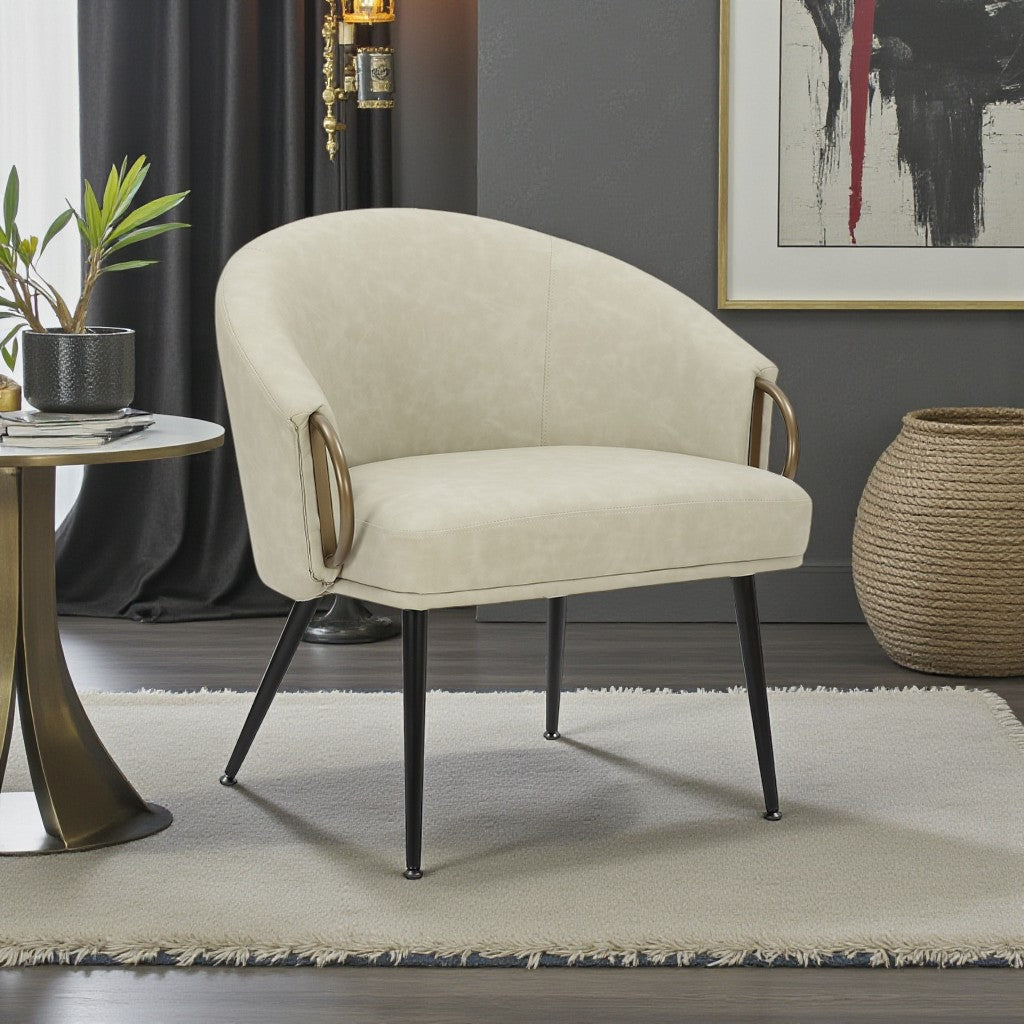 Calmora Leather Upholstered Accent Chair - Ivory | Mid-Century Modern, Stylish, Durable & Comfortable