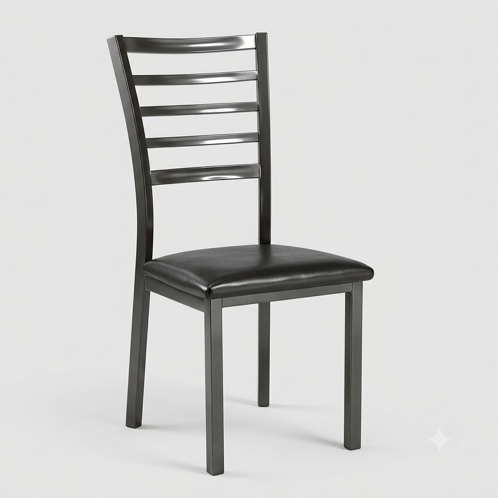 Orviano Modern Dining Chair – Premium Grey Metal Frame with Luxury PU Leather Seat (4-Piece Set) for Kitchen &amp; Dining Space Elegance
