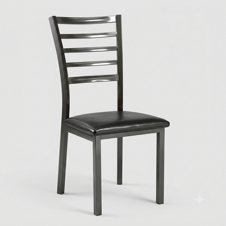 Orviano Modern Dining Chair – Premium Grey Metal Frame with Luxury PU Leather Seat (4-Piece Set) for Kitchen &amp; Dining Space Elegance
