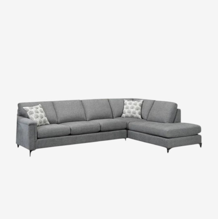 Solara Fabric Upholstered Sectional Sofa With RHF Corner Chaise - Grey | Modern, Sturdy & Comfortable
