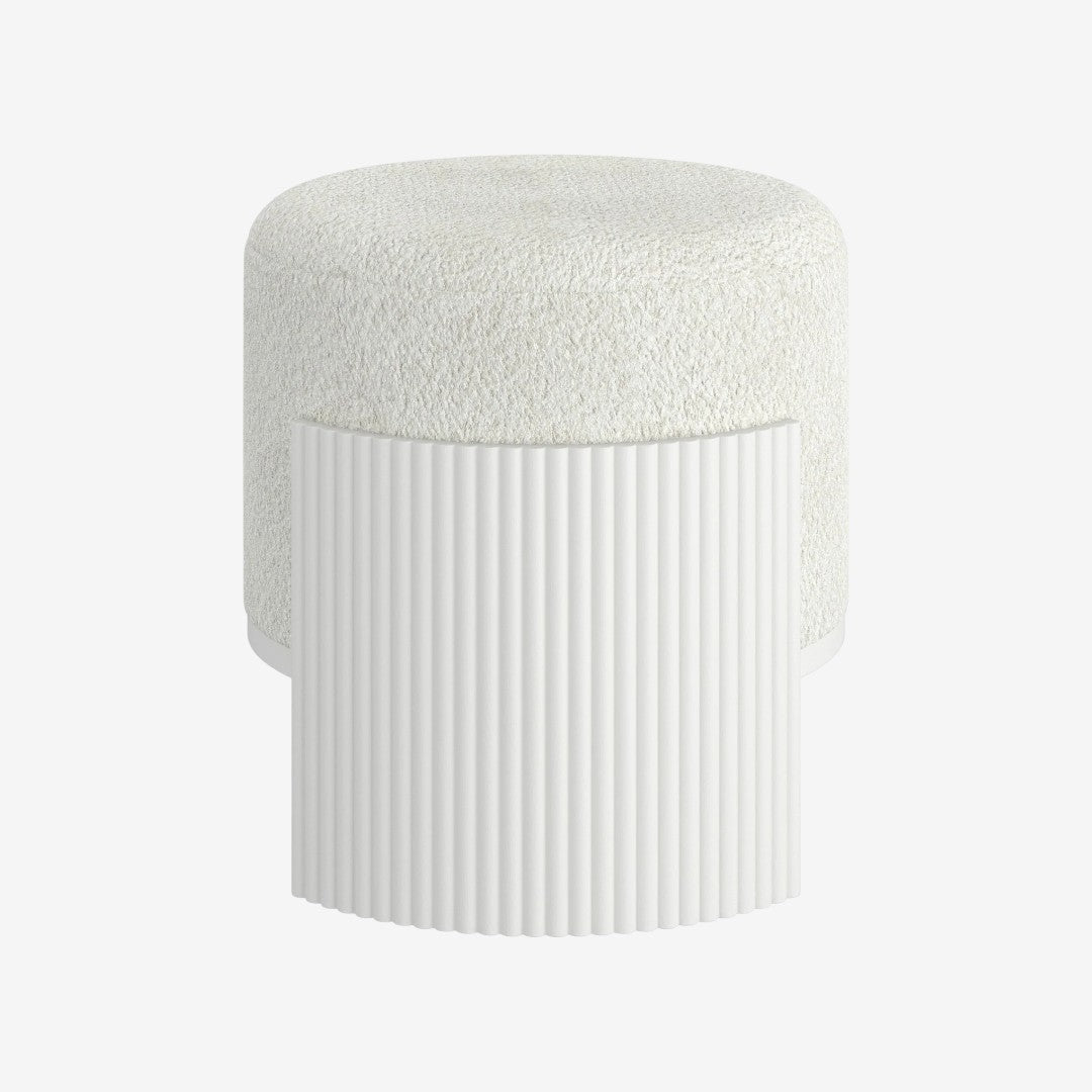 Lydia Fabric Upholstered Accent Ottoman - Ivory/ White | Sleek, Stylish & Built to Last