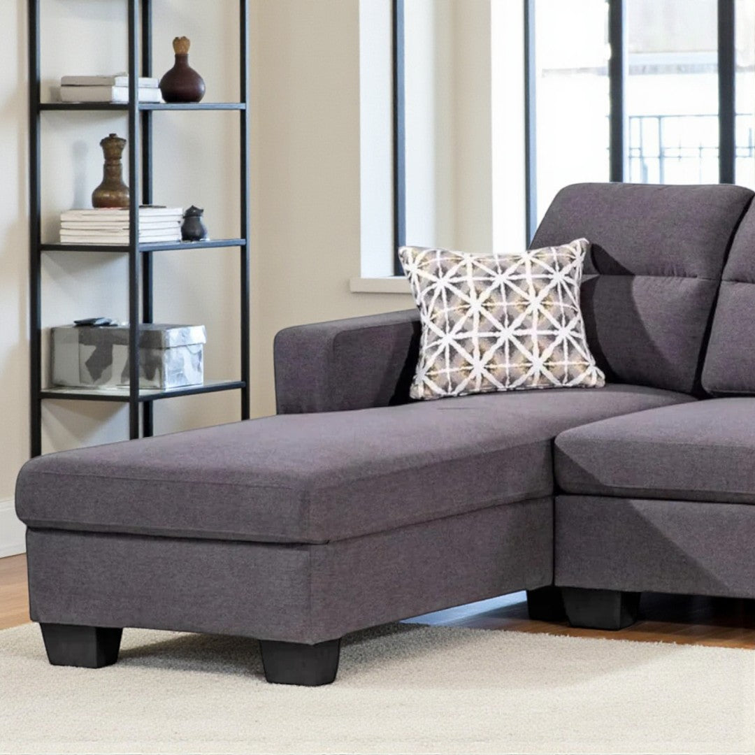 Ivy Fabric Upholstered Sectional Sofa With Built-In USB Charging Ports - Grey | Available In LHF/ RHF Configuration
