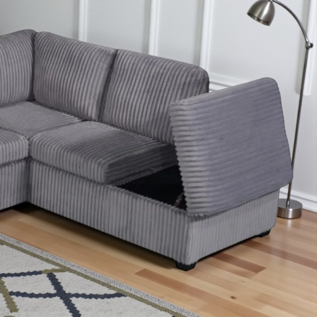 Halo Fabric Upholstered Sectional Sofa With Reversible Corner Chaise - Grey | Stylish, Durable & Build to Last
