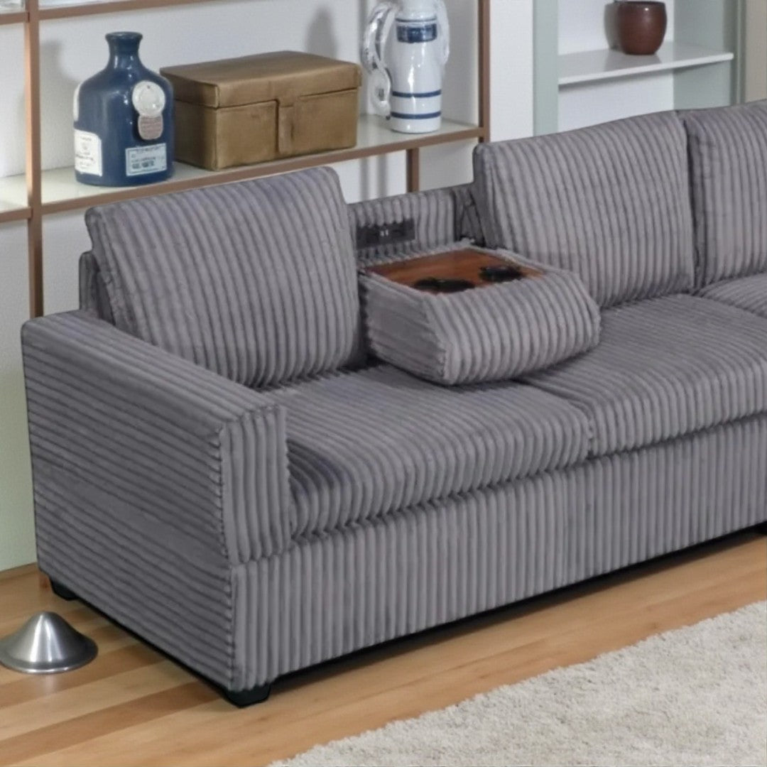 Halo Fabric Upholstered Sectional Sofa With Reversible Corner Chaise - Grey | Stylish, Durable & Build to Last
