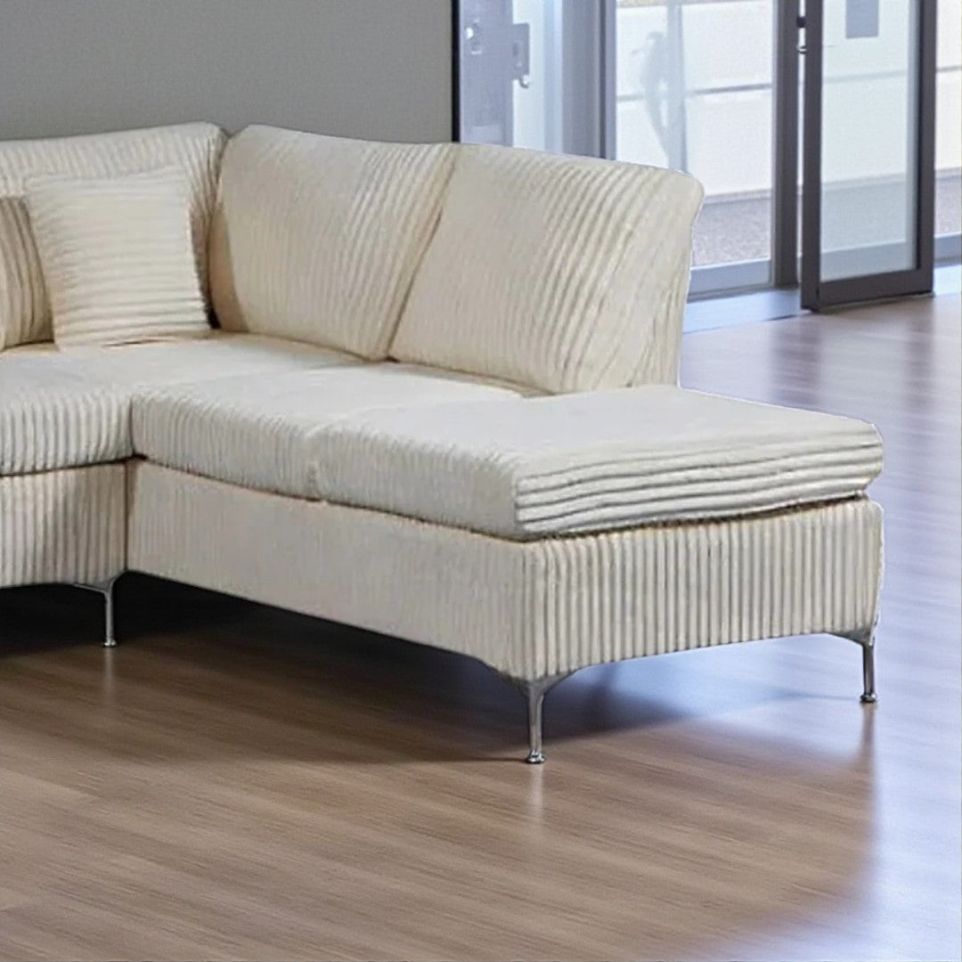 Serene Fabric Upholstered Sectional Sofa with Dual Corner Chaise - Beige | Stylish, Affordable & Durable