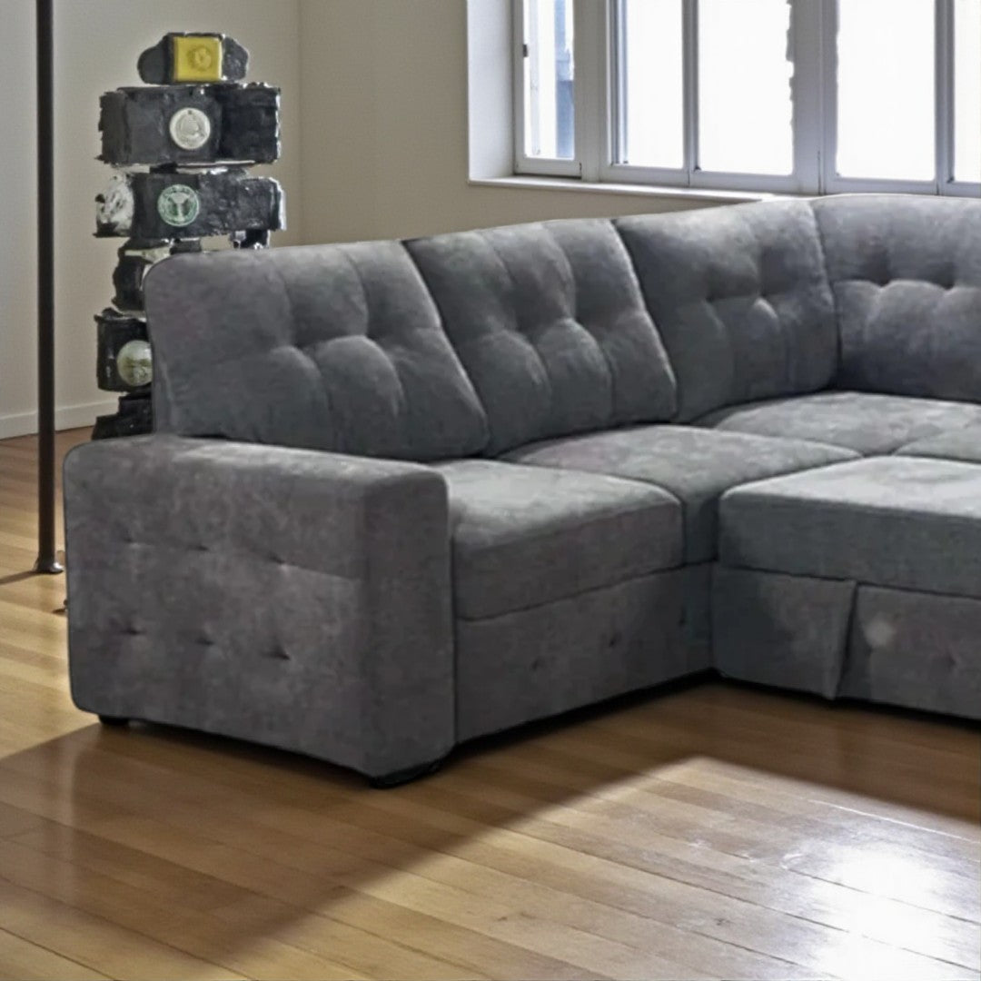 Hillcrest Sectional Sofa Bed With RHF Storage Chaise & Corner Couch - Grey | Sleek, Comfortable & Long-Lasting