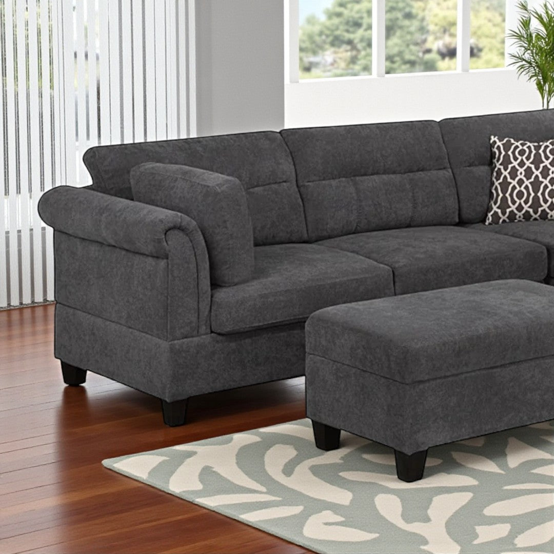Lavish Fabric Upholstered Sectional Sofa With RHF Chaise - Grey | Timeless, Sleek & Comfortable