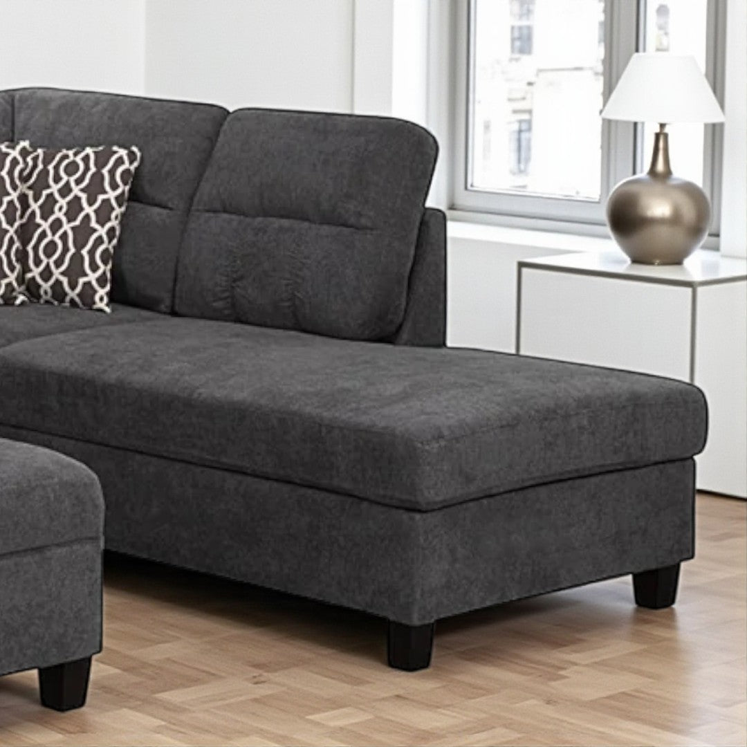Lavish Fabric Upholstered Sectional Sofa With RHF Chaise - Grey | Timeless, Sleek & Comfortable