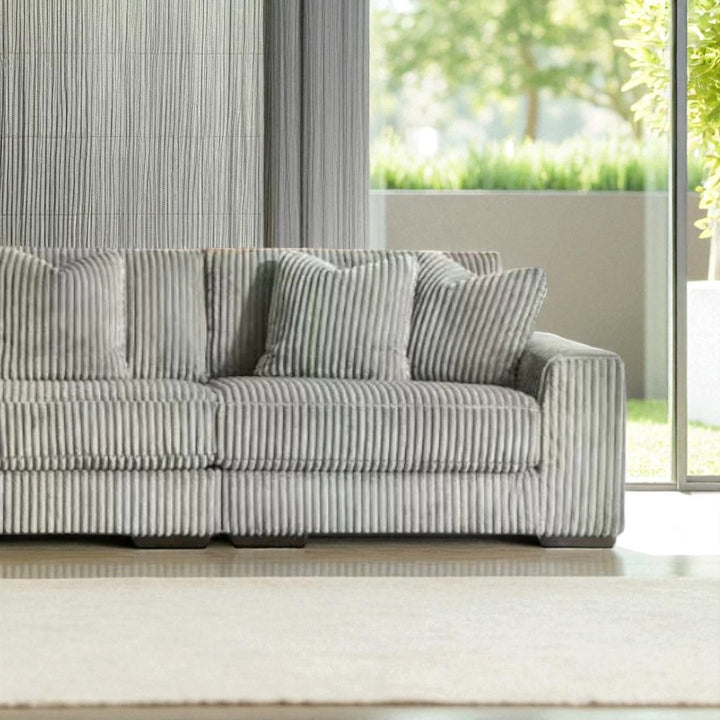 Nebula Sectional Sofa In Fabric Upholstery Made up of 3-Piece - Grey | Available In LHF/ RHF Configuration