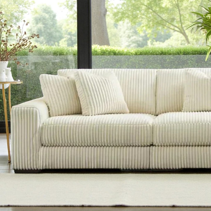 Nebula Sectional Sofa In Fabric Upholstery Made up of 3-Piece - Beige | Available In LHF/ RHF Configuration