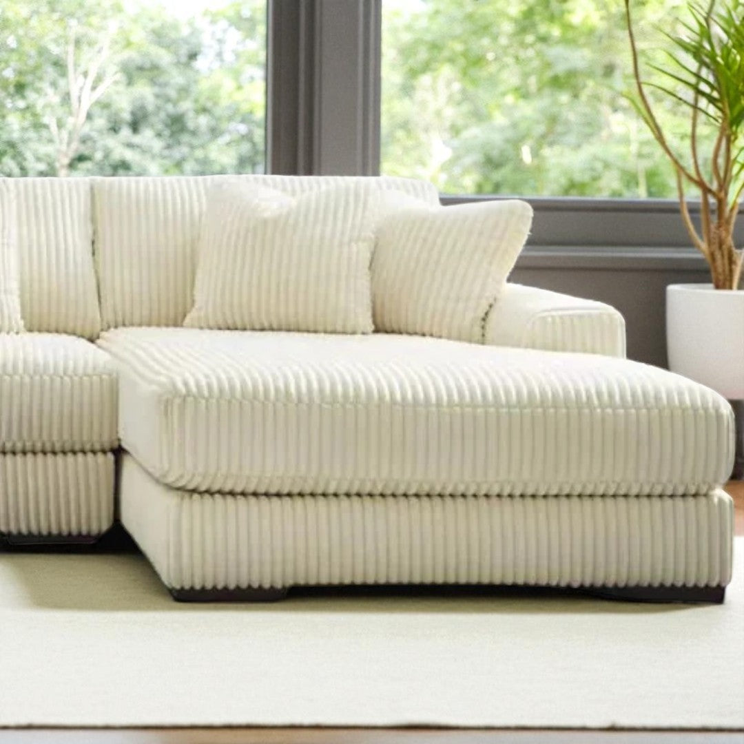 Nebula Sectional Sofa In Fabric Upholstery Made up of 3-Piece - Beige | Available In LHF/ RHF Configuration