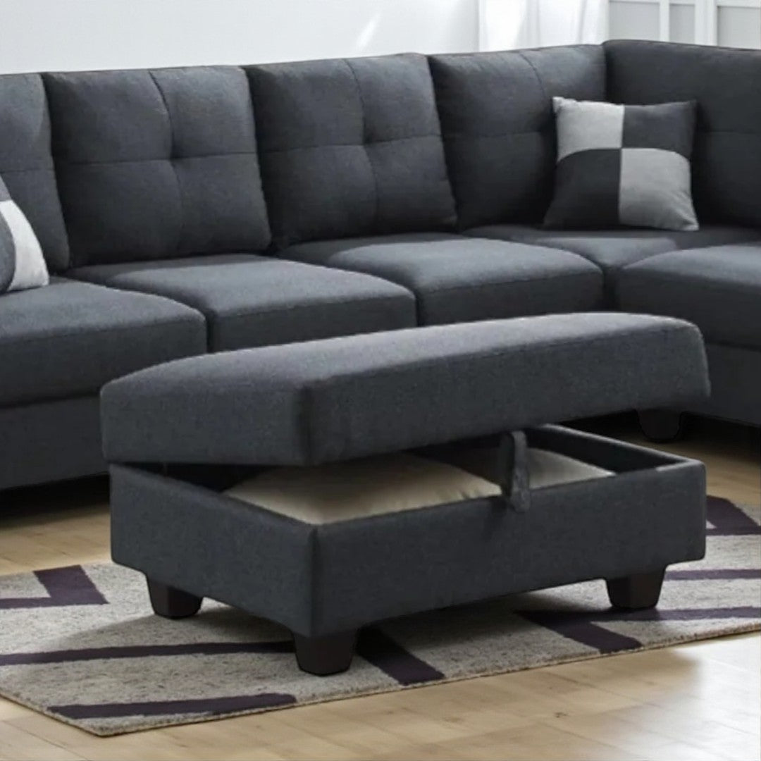 Starling Fabric Upholstered Sectional Sofa in 4-Piece With Storage Ottoman - Grey | Modern, Durable & Comfortable