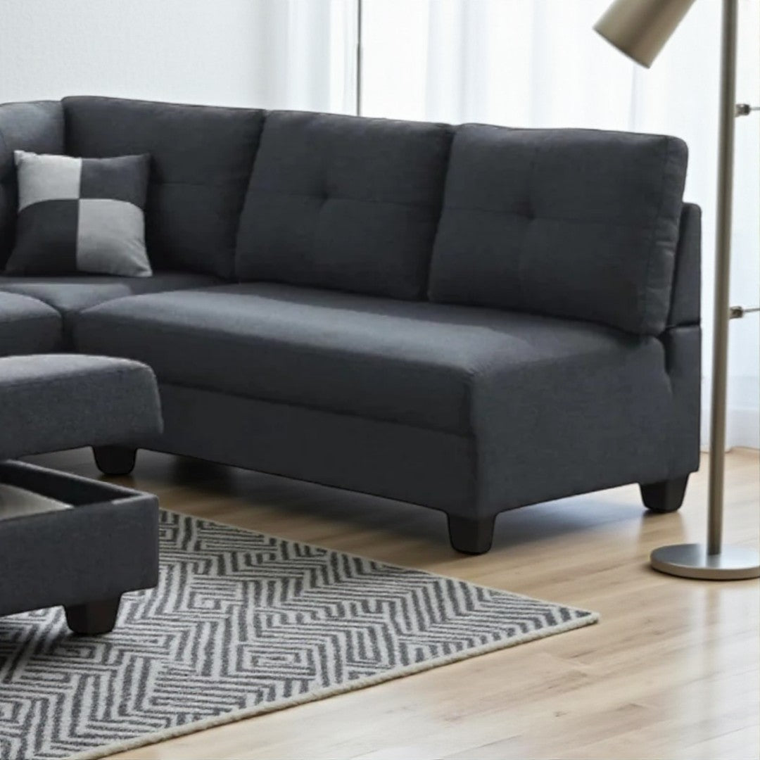 Starling Fabric Upholstered Sectional Sofa in 4-Piece With Storage Ottoman - Grey | Modern, Durable & Comfortable