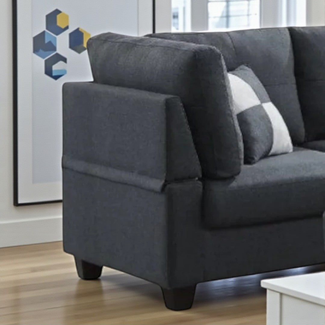 Starling Fabric Upholstered Sectional Sofa in 4-Piece With Storage Ottoman - Grey | Modern, Durable & Comfortable