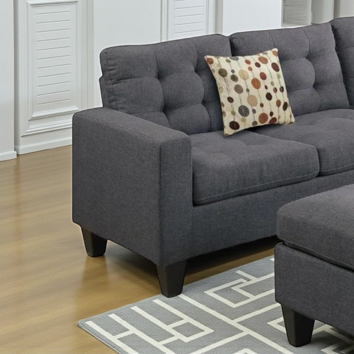 Arcadia Fabric Upholstered Sectional Sofa in 4-Piece With Cocktail Ottoman - Grey | Stylish, Comfortable & Built to Last