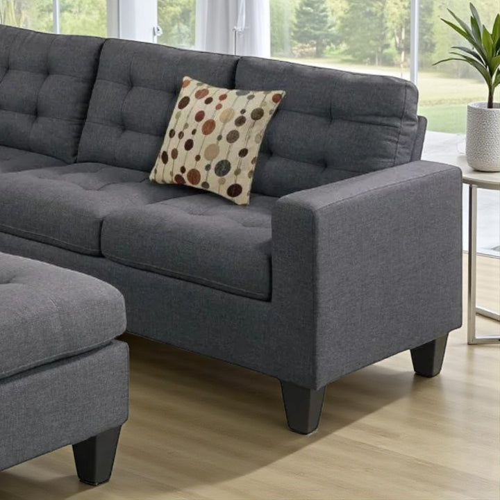 Arcadia Fabric Upholstered Sectional Sofa in 4-Piece With Cocktail Ottoman - Grey | Stylish, Comfortable & Built to Last