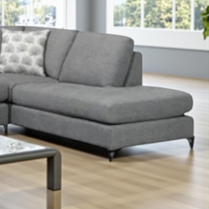 Solara Fabric Upholstered Sectional Sofa With RHF Corner Chaise - Grey | Modern, Sturdy & Comfortable