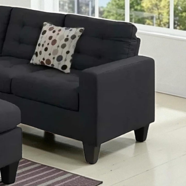Arcadia Fabric Upholstered Sectional Sofa in 4-Piece With Cocktail Ottoman - Black | Stylish, Comfortable & Built to Last