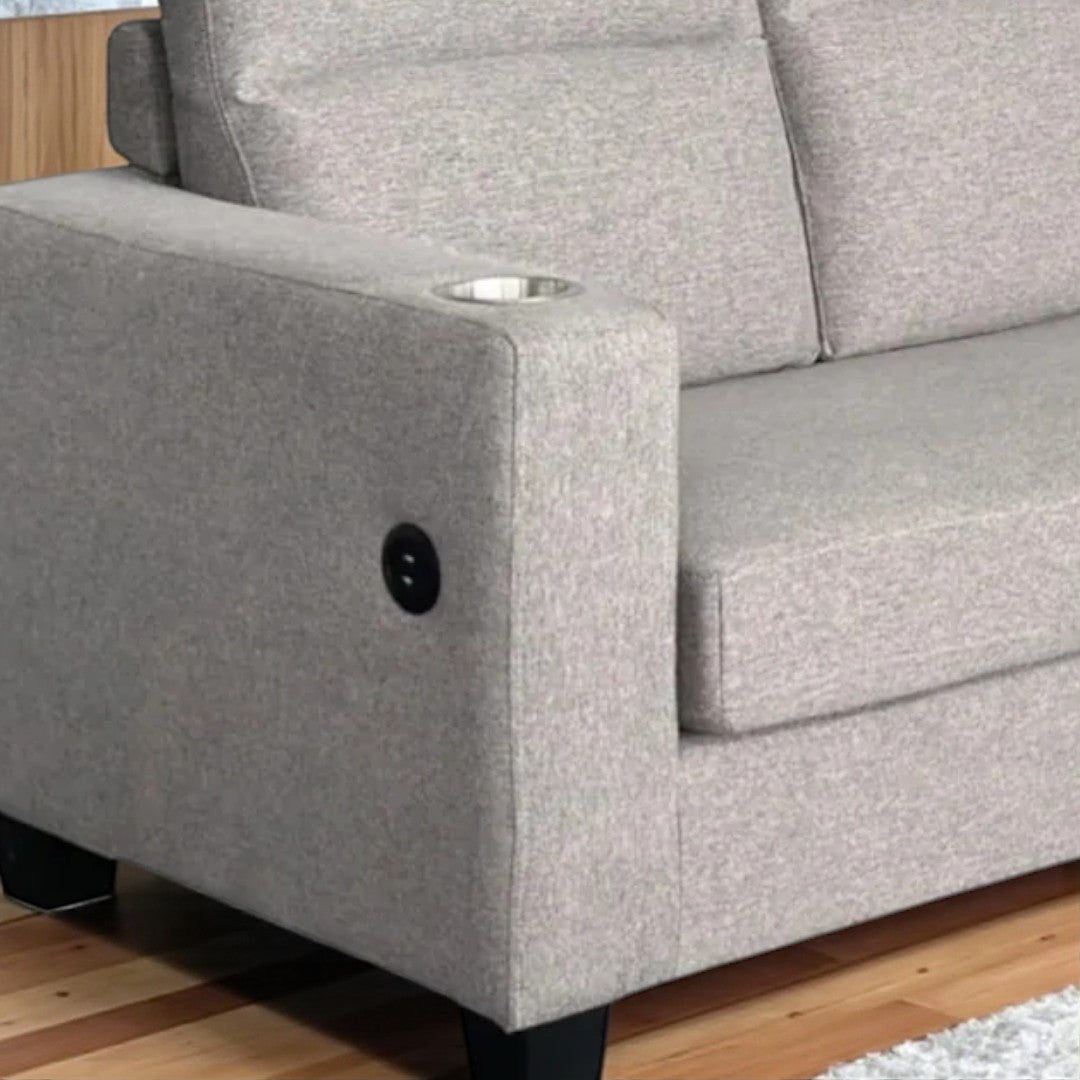 Glow Fabric Upholstered Sectional Sofa With USB Charging Ports & Reversible Chaise - Grey | Modern, Sturdy & Comfortable