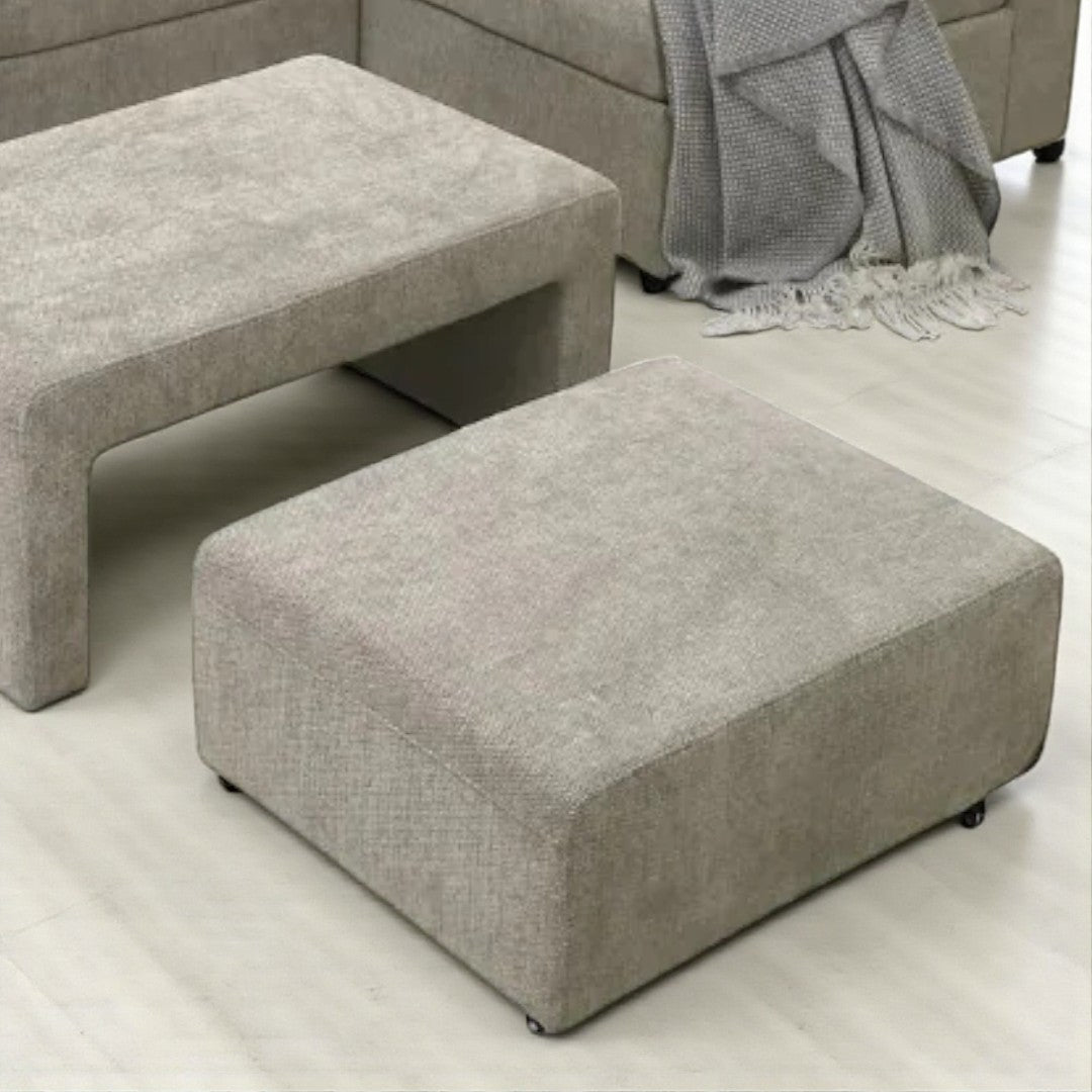 Ethra Fabric Upholstered Sectional Sofa With Ottoman & Nesting Bench - Beige | Modern, Durable & Comfortable