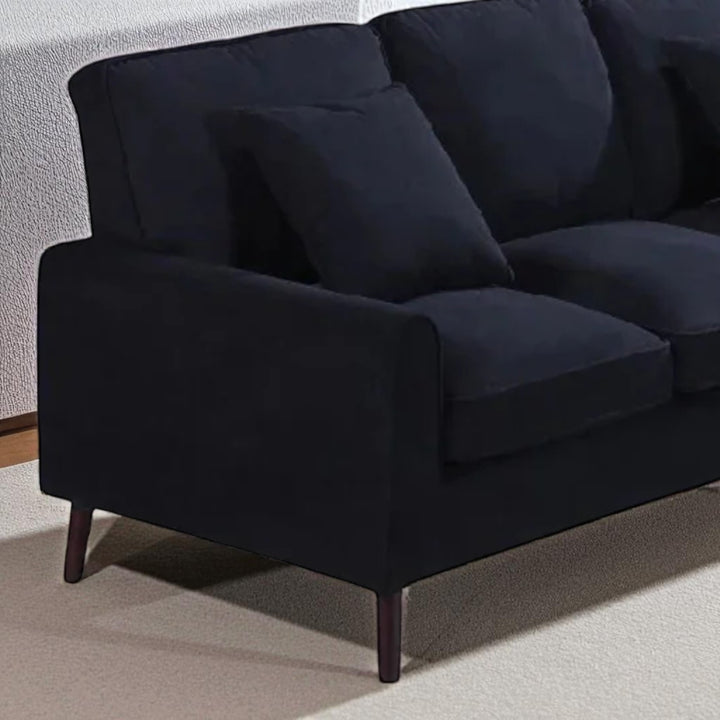 Breeze Sectional Sofa in Fabric Upholstery With Reversible Chaise - Black | Classic, Streamlined & Comfortable