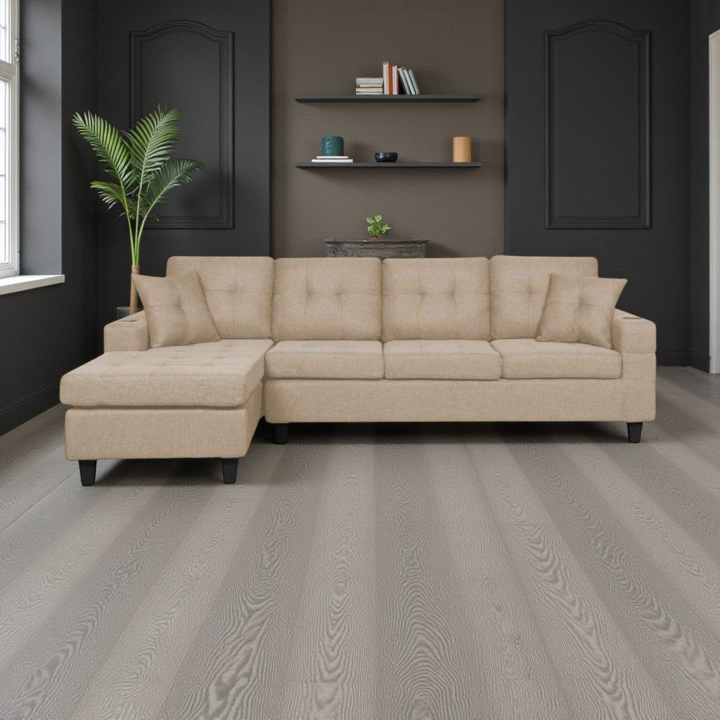 Willow Fabric Upholstered Sectional Sofa - Beige | Modern, Sturdy, Comfortable & Reversible