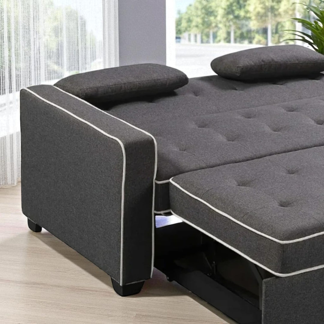 Alpine Sleeper Sofa in Fabric Upholstery With Built-In USB Ports - Grey | Classic, Streamlined & Comfortable