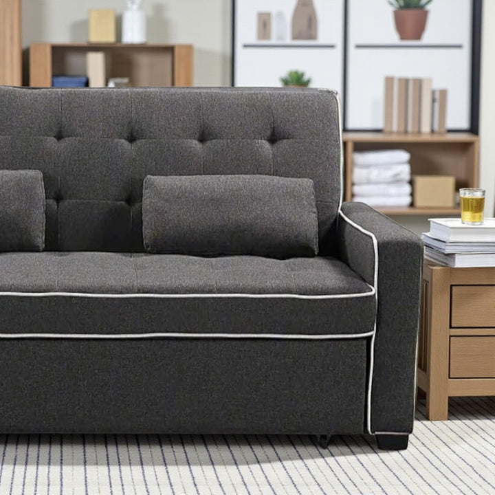 Alpine Sleeper Sofa in Fabric Upholstery With Built-In USB Ports - Grey | Classic, Streamlined & Comfortable