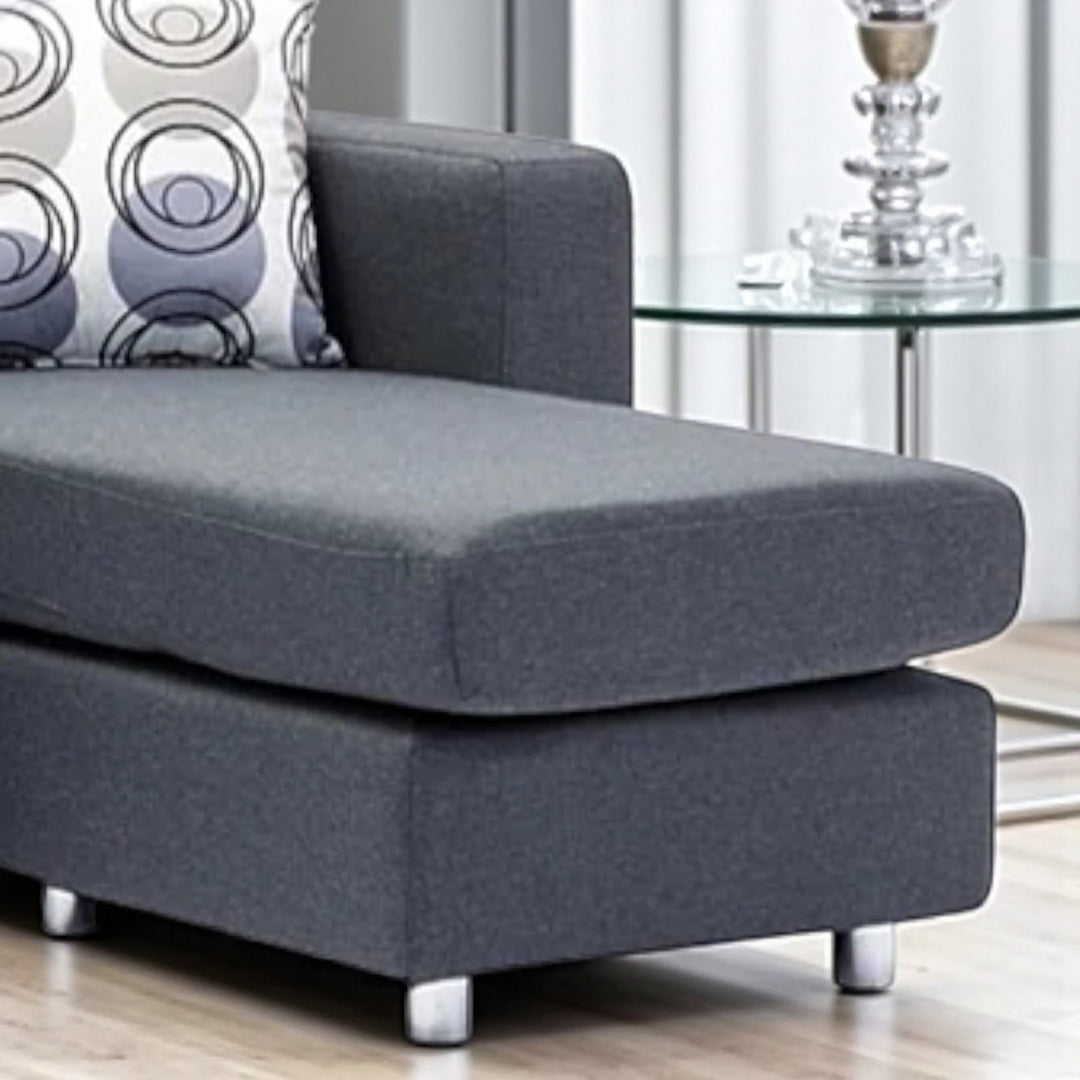 Neo Sectional Sofa With Fabric Upholstery & Reversible Chaise - Enticing Grey | Modern, Sleek & Comfortable