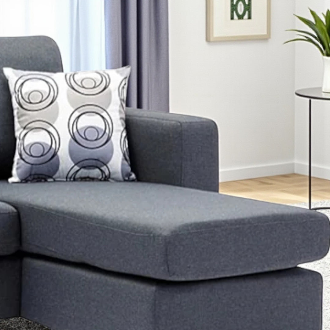 Neo Sectional Sofa With Fabric Upholstery & Reversible Chaise - Enticing Grey | Modern, Sleek & Comfortable