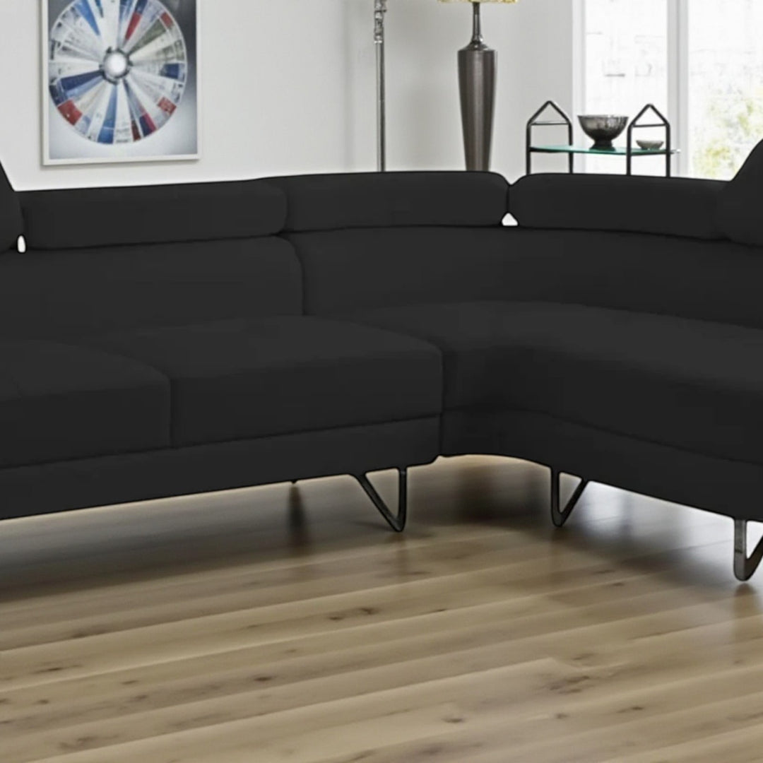 Flex Leather Upholstered Sectional Sofa With Faux & RHF Chaise - Bloom Black | Simplistic, Durable & Affordable