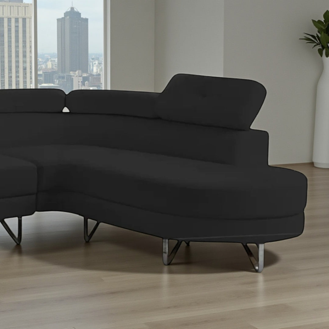 Flex Leather Upholstered Sectional Sofa With Faux & RHF Chaise - Bloom Black | Simplistic, Durable & Affordable