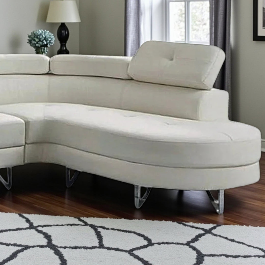 Flex Leather Upholstered Sectional Sofa With Faux & RHF Chaise - Flourish White | Affordable, Durable & Comfortable