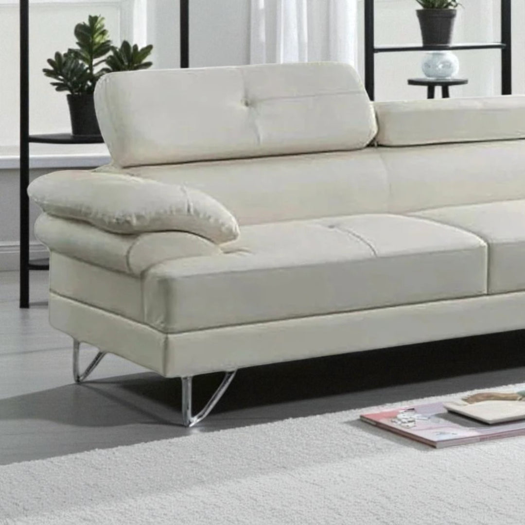 Flex Leather Upholstered Sectional Sofa With Faux & RHF Chaise - Flourish White | Affordable, Durable & Comfortable