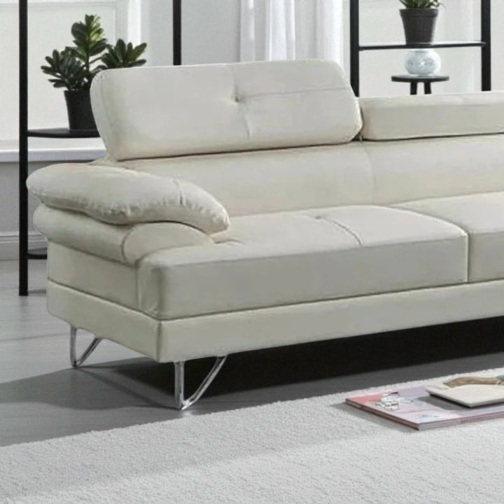 Flex Leather Upholstered Sectional Sofa With Faux & RHF Chaise - Flourish White | Affordable, Durable & Comfortable