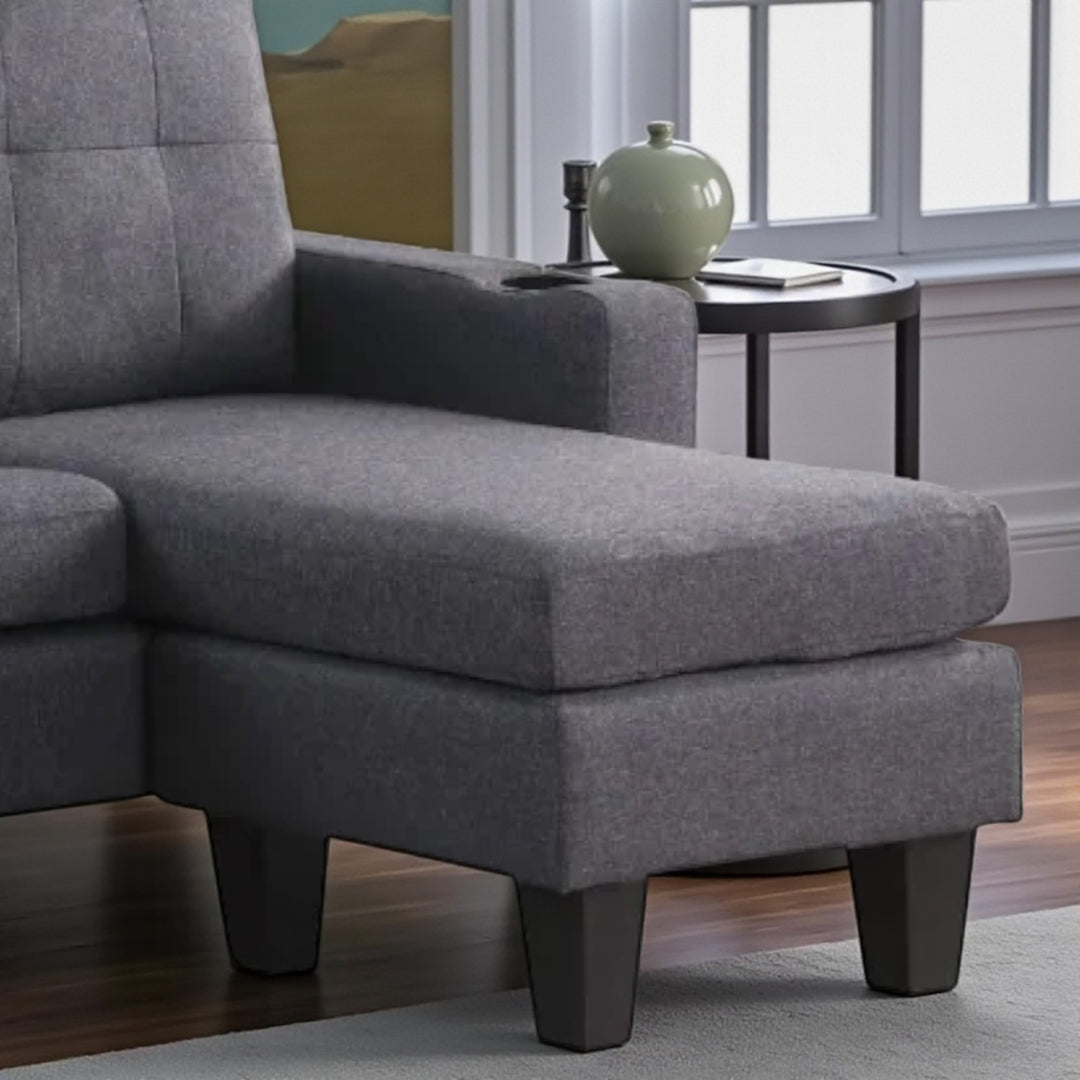 Nest Sectional Sofa in Fabric Upholstery With Reversible Chaise - Grey | Timeless, Sturdy & Comfortable