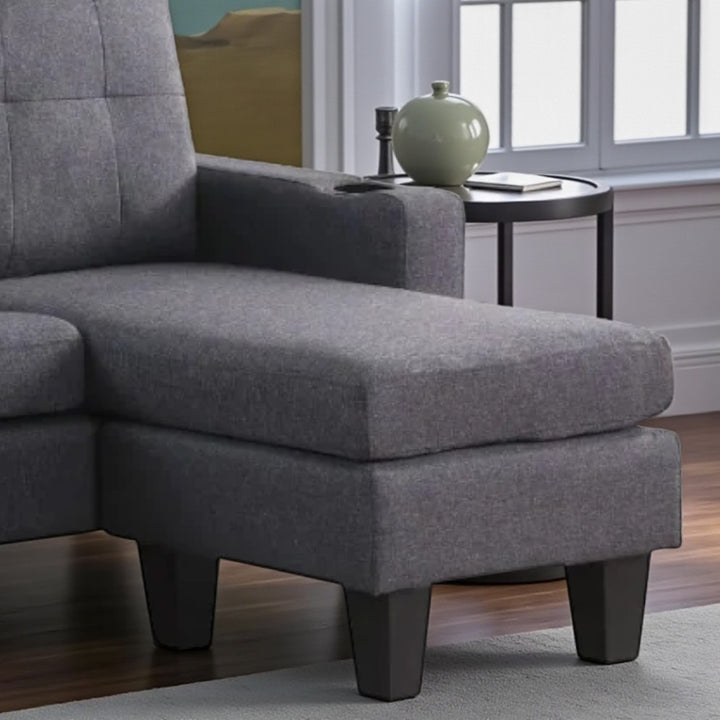 Nest Sectional Sofa in Fabric Upholstery With Reversible Chaise - Grey | Timeless, Sturdy & Comfortable