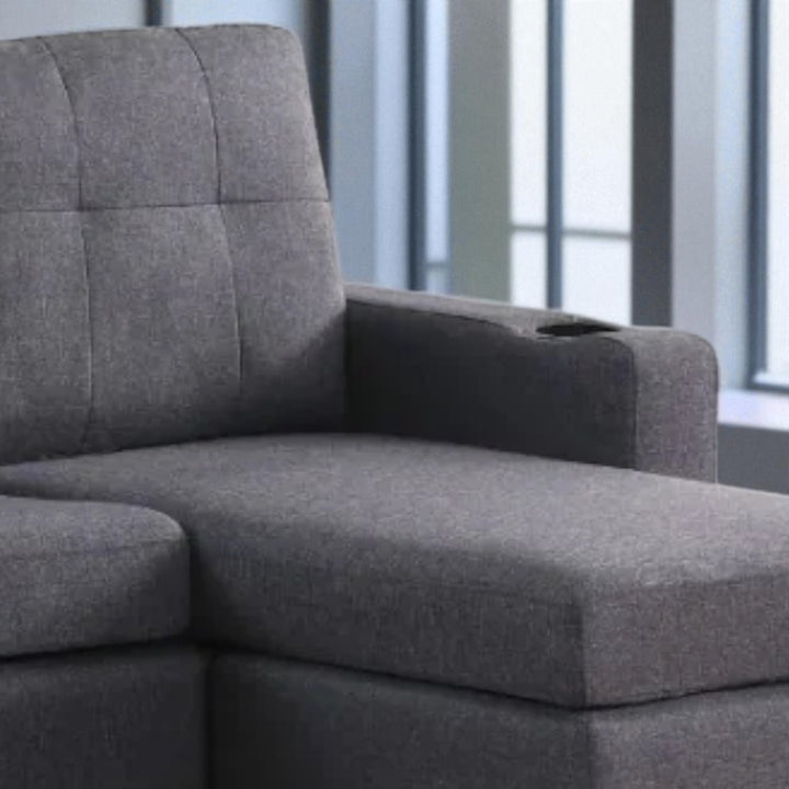 Nest Sectional Sofa in Fabric Upholstery With Reversible Chaise - Grey | Timeless, Sturdy & Comfortable