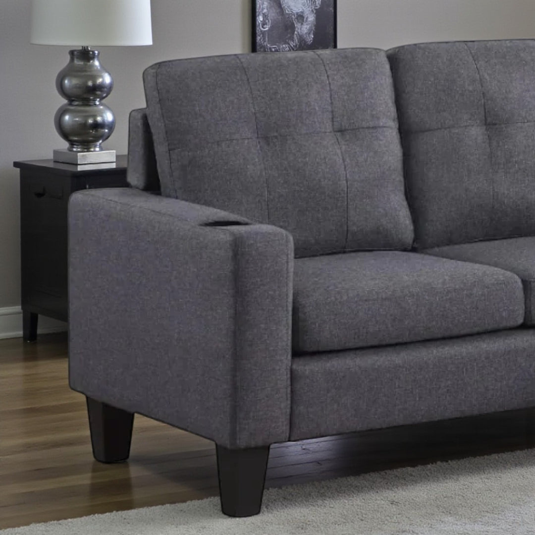 Nest Sectional Sofa in Fabric Upholstery With Reversible Chaise - Grey | Timeless, Sturdy & Comfortable