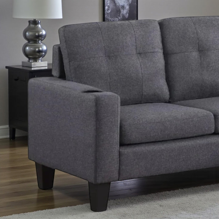 Nest Sectional Sofa in Fabric Upholstery With Reversible Chaise - Grey | Timeless, Sturdy & Comfortable