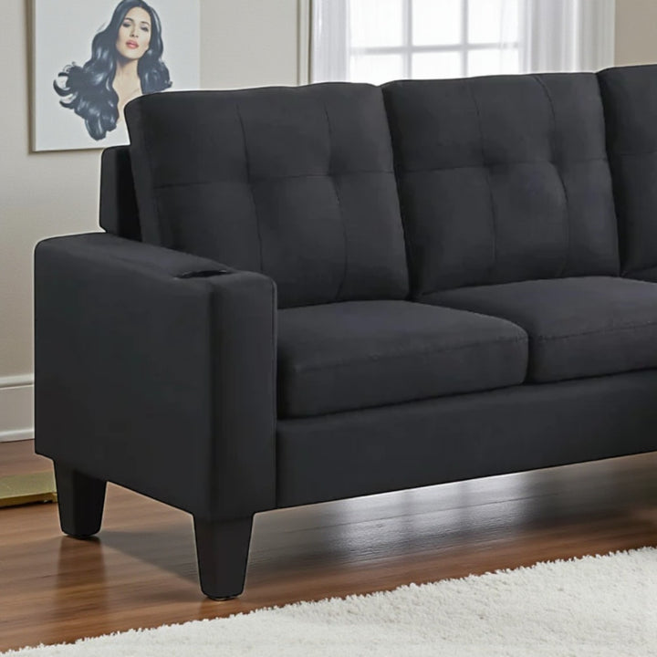 Nest Sectional Sofa in Fabric Upholstery With Reversible Chaise - Black | Contemporary, Long-Lasting & Comfortable