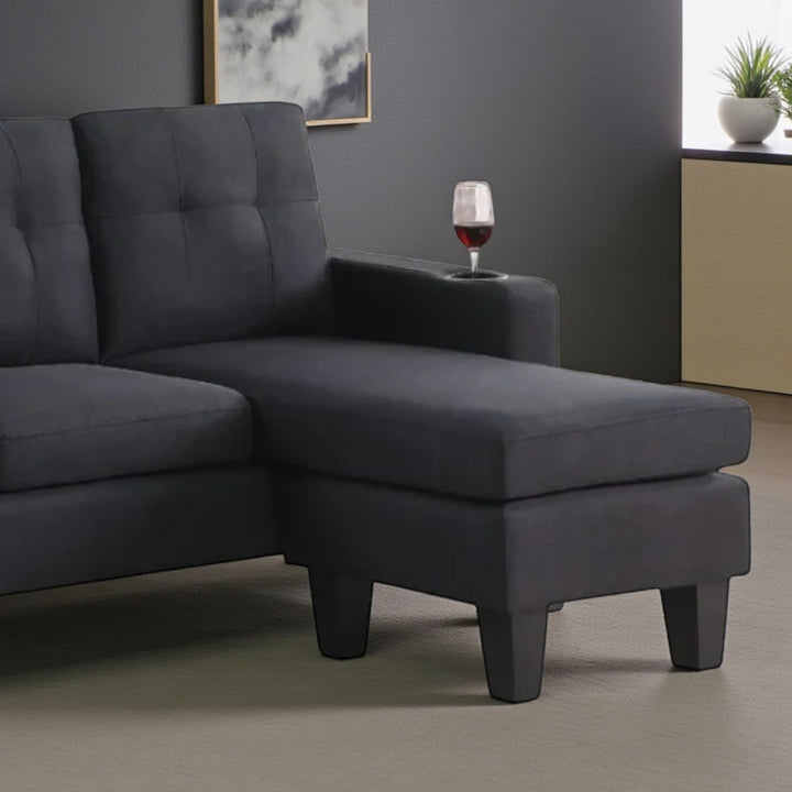 Nest Sectional Sofa in Fabric Upholstery With Reversible Chaise - Black | Contemporary, Long-Lasting & Comfortable