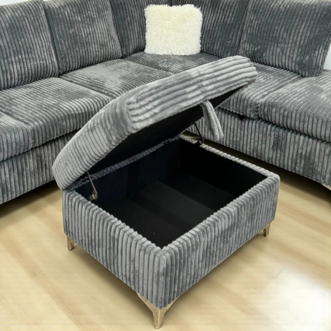 Serene Fabric Upholstered Sectional Sofa with Dual Corner Chaise - Grey  | Timeless, Sleek & Comfortable