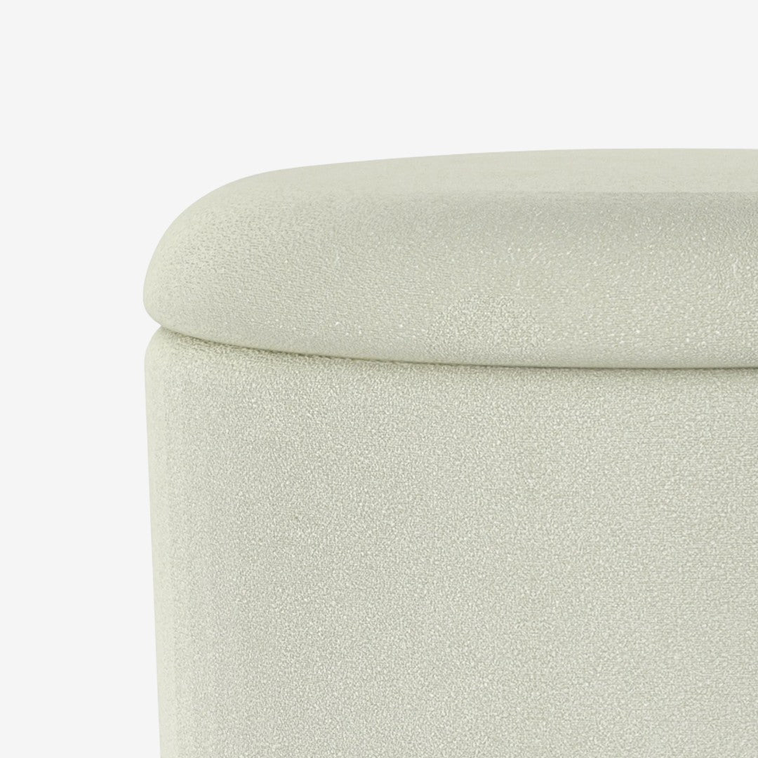 Kayla Fabric Upholstered Accent Ottoman With Storage - White | Sleek, Stylish, Durable & Storage Solution