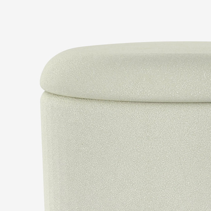 Kayla Fabric Upholstered Accent Ottoman With Storage - White | Sleek, Stylish, Durable & Storage Solution